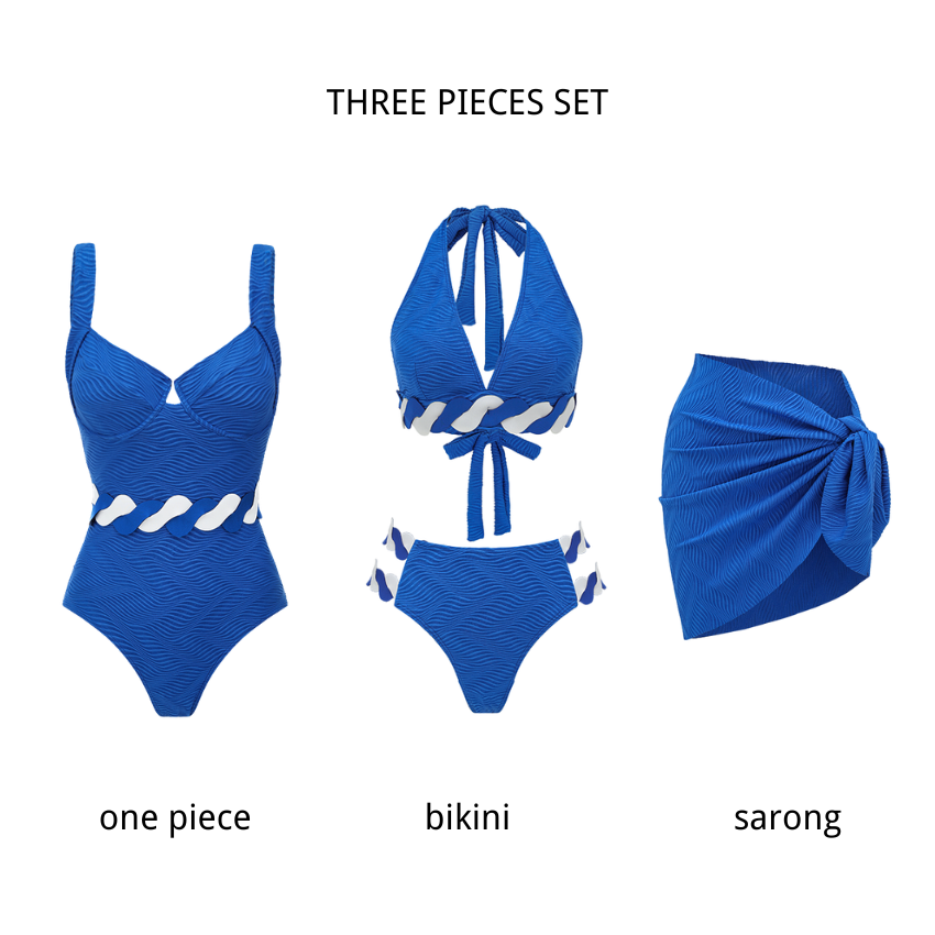Underwire Blue Textured Swimsuit set(s)