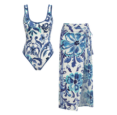 Blue Patterned Print Swimsuit set(s)