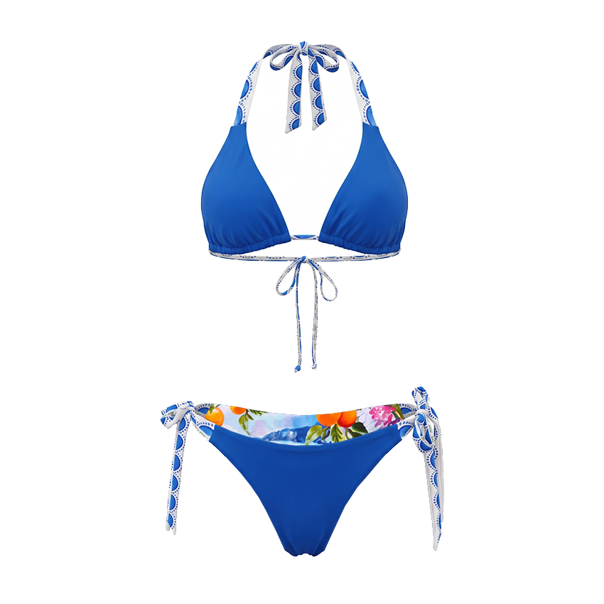 Halter-neck Reversible Landscape Print Swimsuit set(s)
