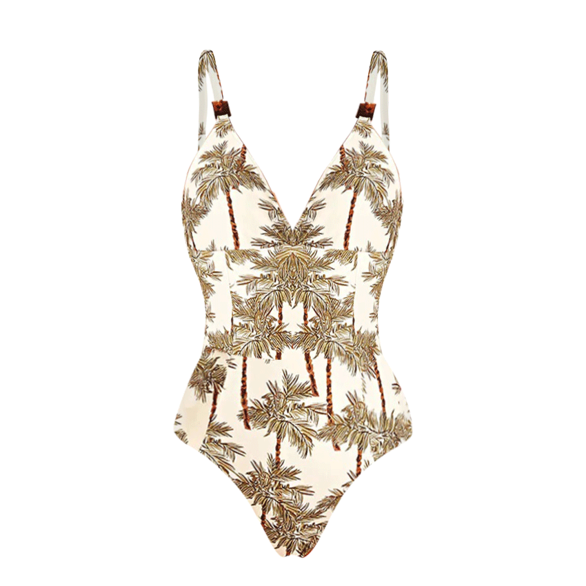 Adjustable shoulder straps Coconut Tree Print Swimsuit Set(s)