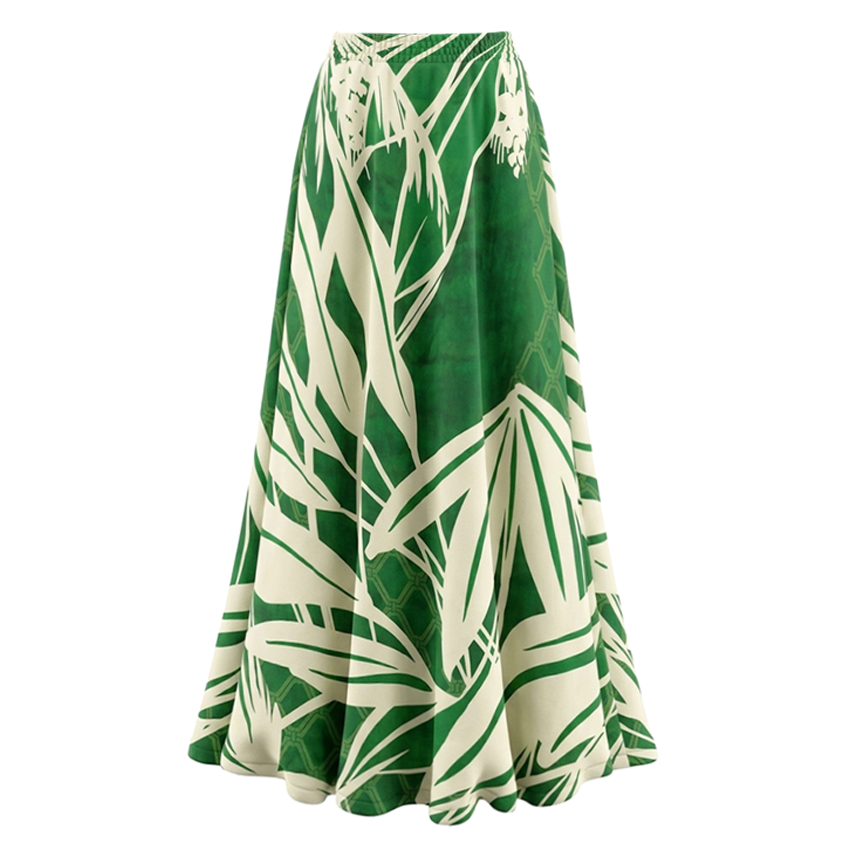 One Shoulder Green Plant Print Swimsuit Set(s)