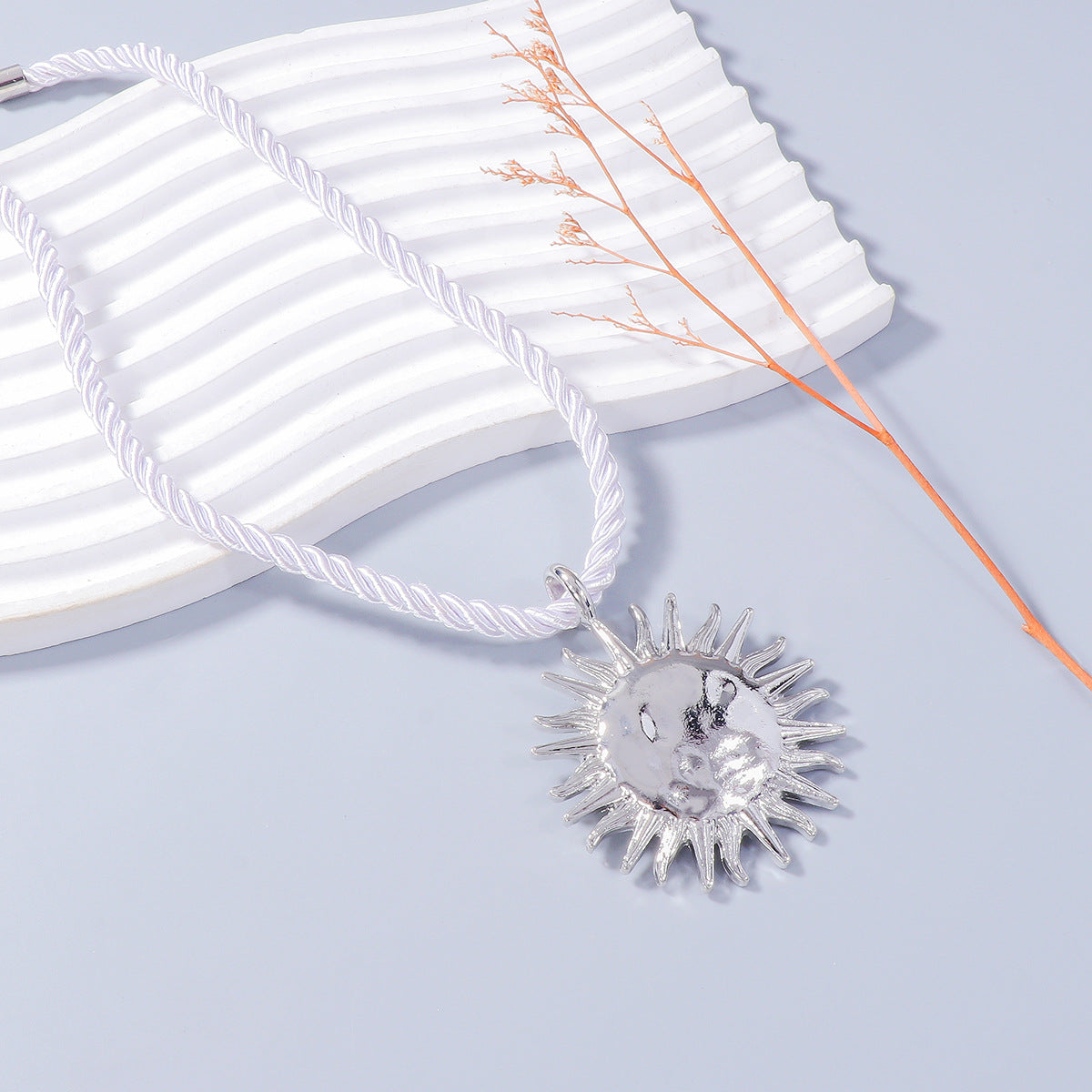 Simple Braided Rope Sunflower Necklace