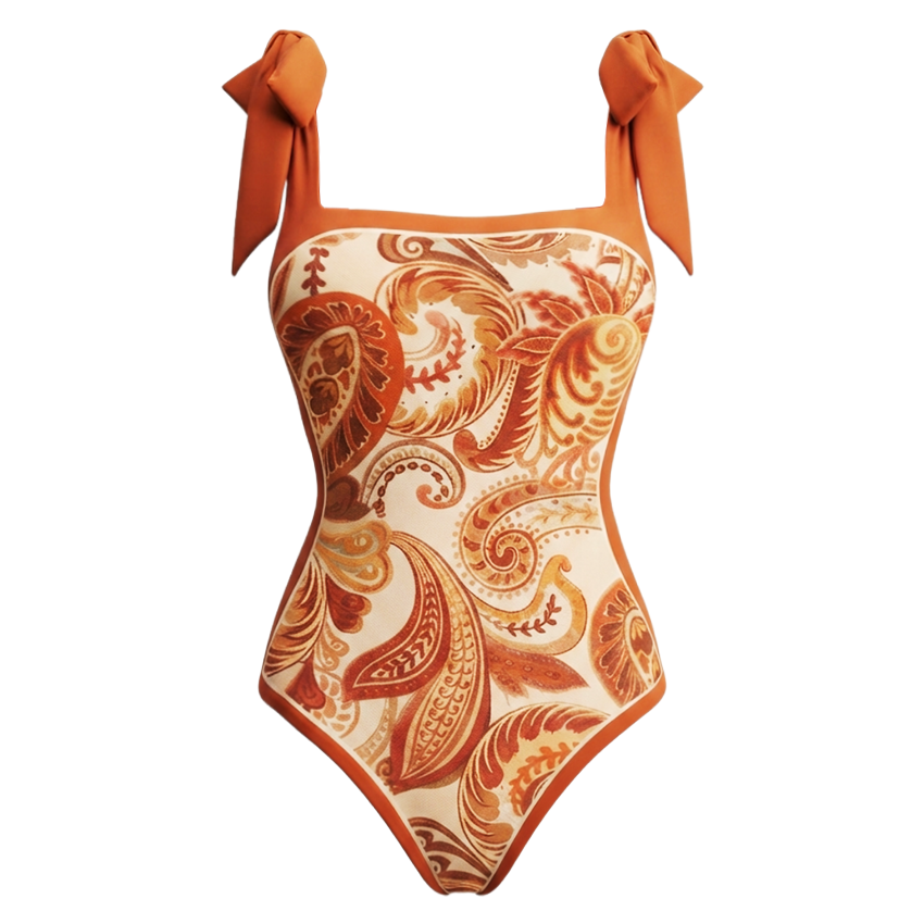 Adjustable Tie Straps Paisley Print Swimsuit Set(s)