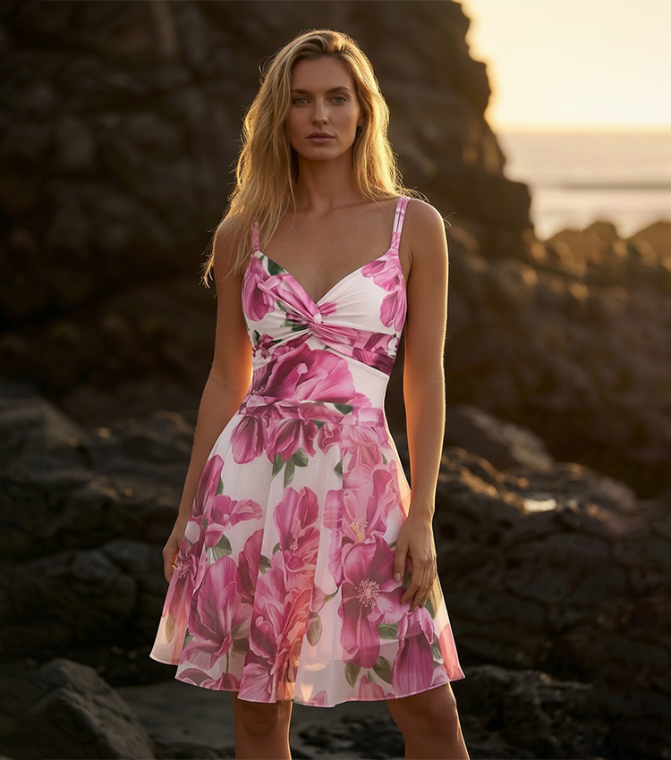 Pink Floral Printed Swimsuit Set(s)