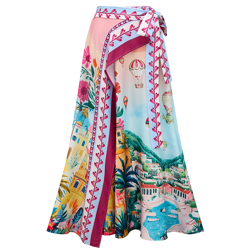 Plus Size Scallop Cut Neck One Piece Swimsuit and Skirt