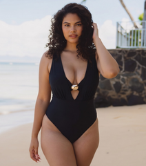 Plus Size Bikini & Plunging Ruched Swim Set