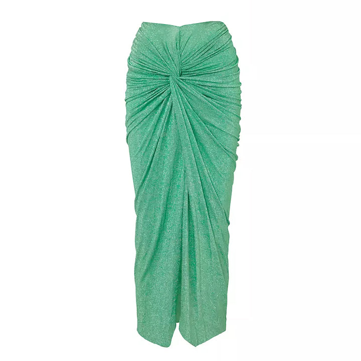 Glitter Texture Pleated Design One Piece Swimsuit and Skirt Flaxmaker