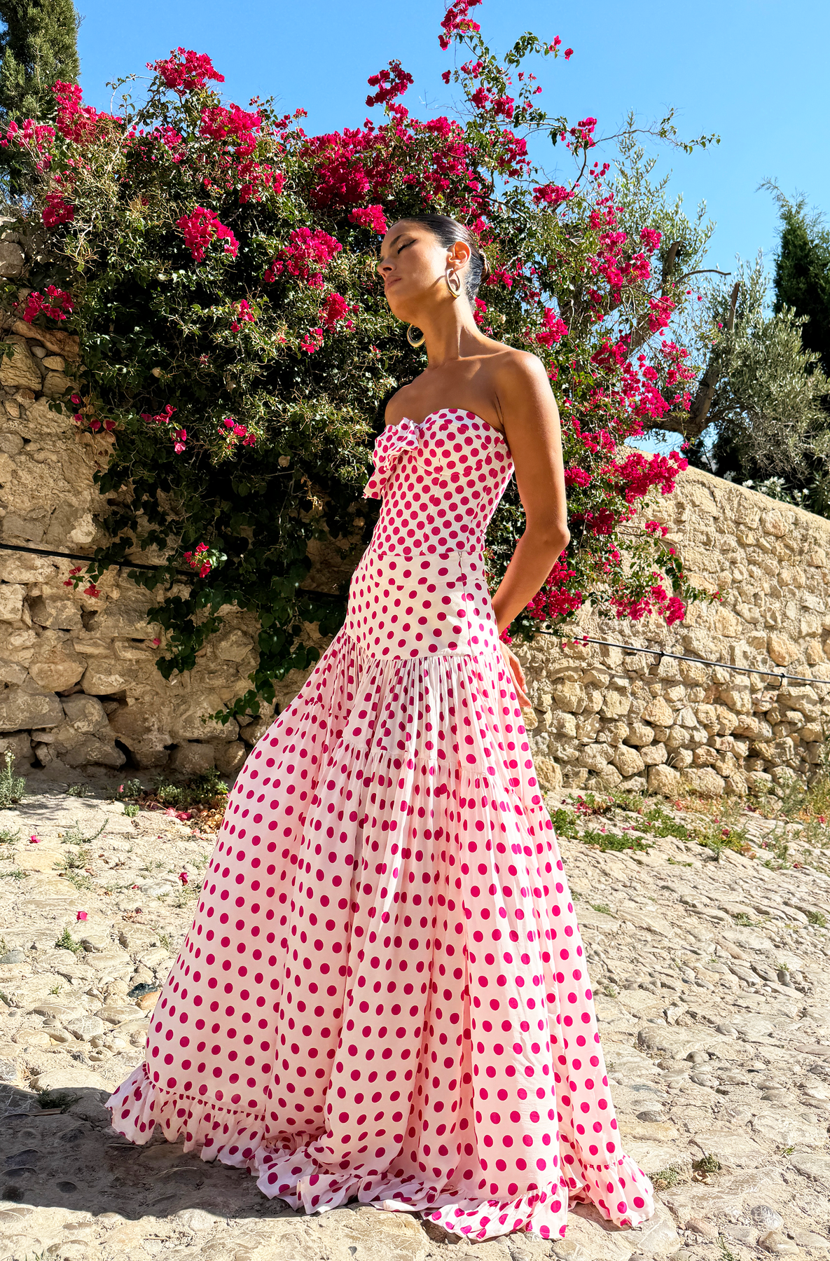 Plus Size Bowknot Polka Dot Print One Piece Swimsuit and Skirt