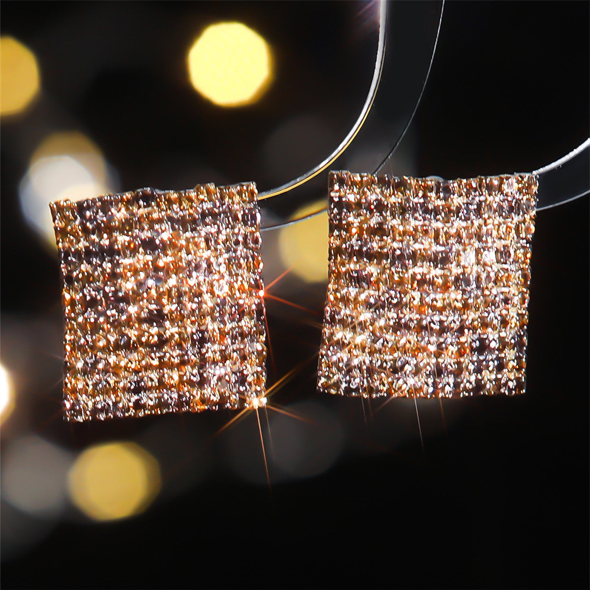 Square Rhinestone Stud Earrings