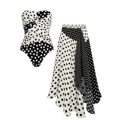 Black & White Color Blocking Polka Dots Swimsuit set(s)