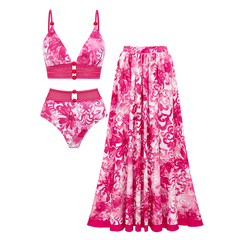 Cut-out Flowews Print Swimsuit set(s)