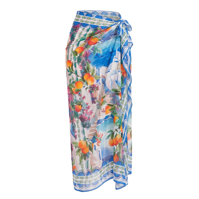 Halter-neck Reversible Landscape Print Swimsuit set(s)
