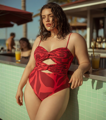 Plus Size Printed One Piece Swimsuit and Skirt