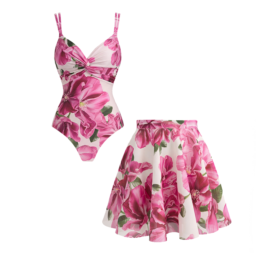 Pink Floral Printed Swimsuit Set(s)