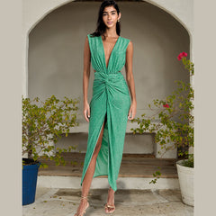 Glitter Texture Pleated Design One Piece Swimsuit and Skirt Flaxmaker