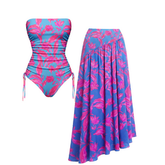 Detachable-Strap Miami Blossom Print Swimsuit Set(s)
