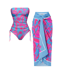 Detachable-Strap Miami Blossom Print Swimsuit Set(s)