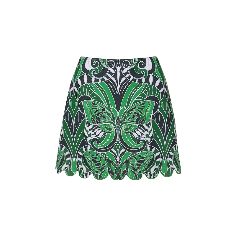 Butterfly Printed One Piece Swimsuit and Skirt Flaxmaker