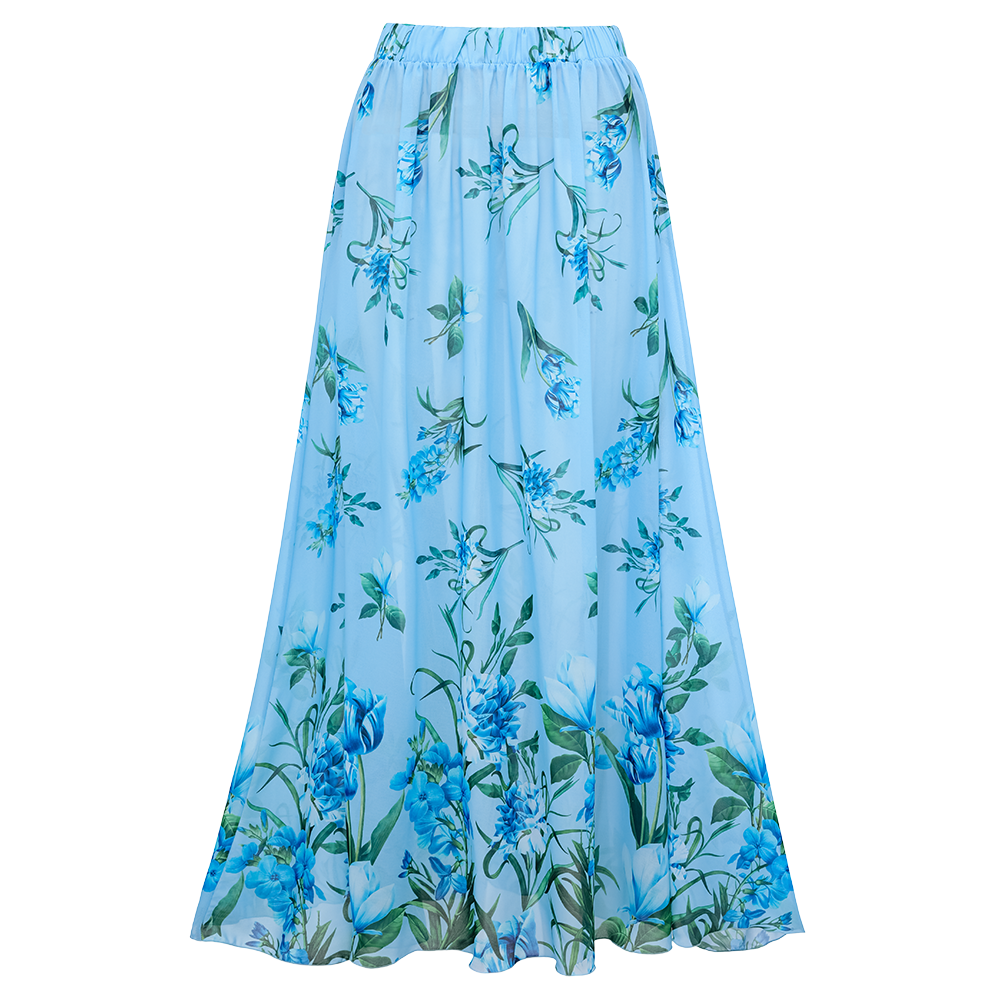Plus Size Two Ways Bowknot Floral Printed One Piece Swimsuit and Skirt