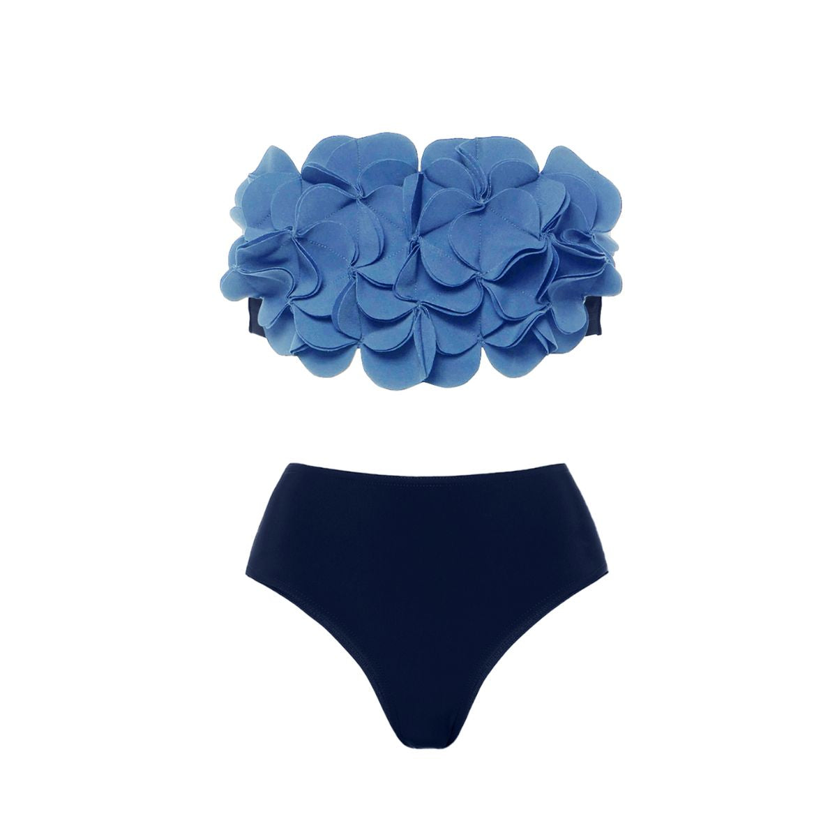 Bandeau 3D Flower Bikini Swimsuit and Skirt