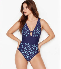 Laser Hollow Out One Piece Swimsuit and Skirt