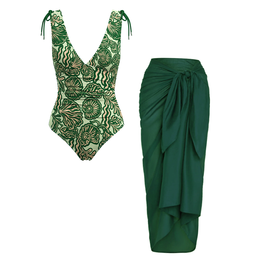 Tummy Control Seashell Print Swimsuit set(s)