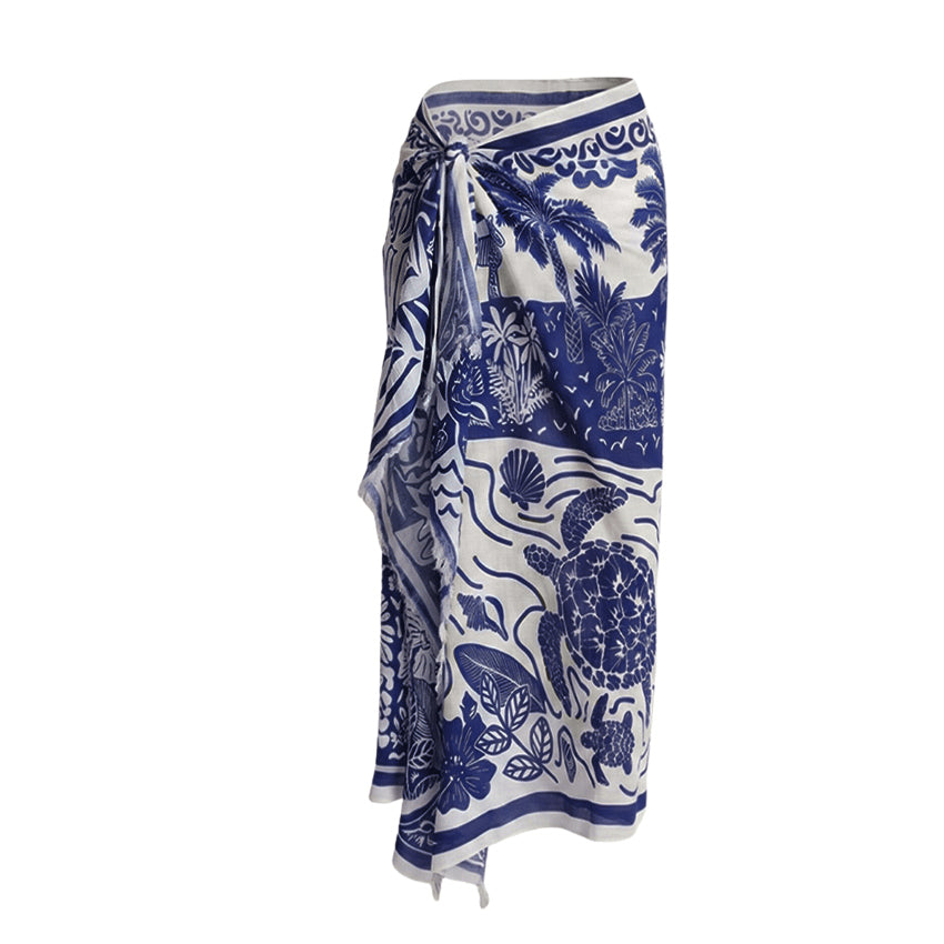 Push-Up Blue Leaves Print Bikini Swimsuit Set(s)