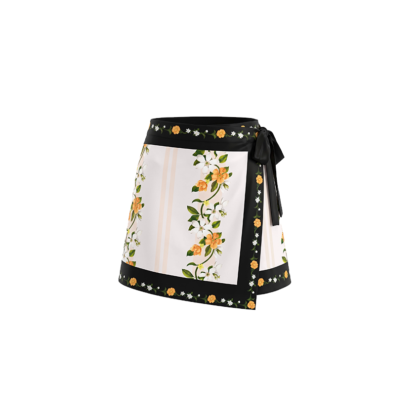 Black Beige And Orange Floral Print Two-Piece Swimsuit Set(s)