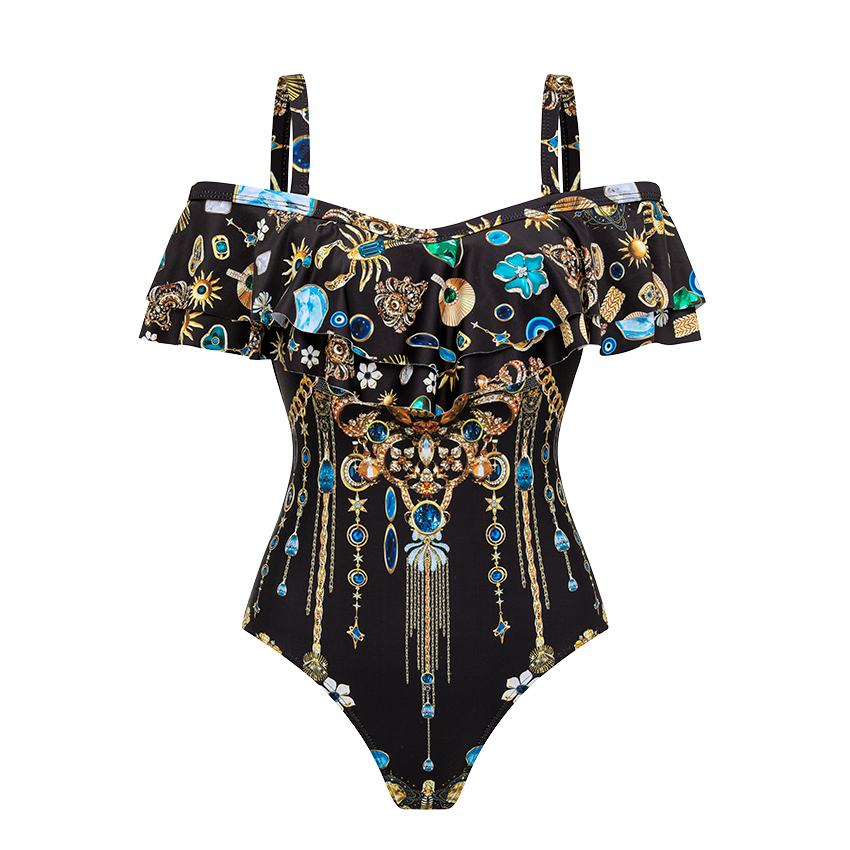 Off shoulder Celestial Chains Print Swimsuit Set(s)