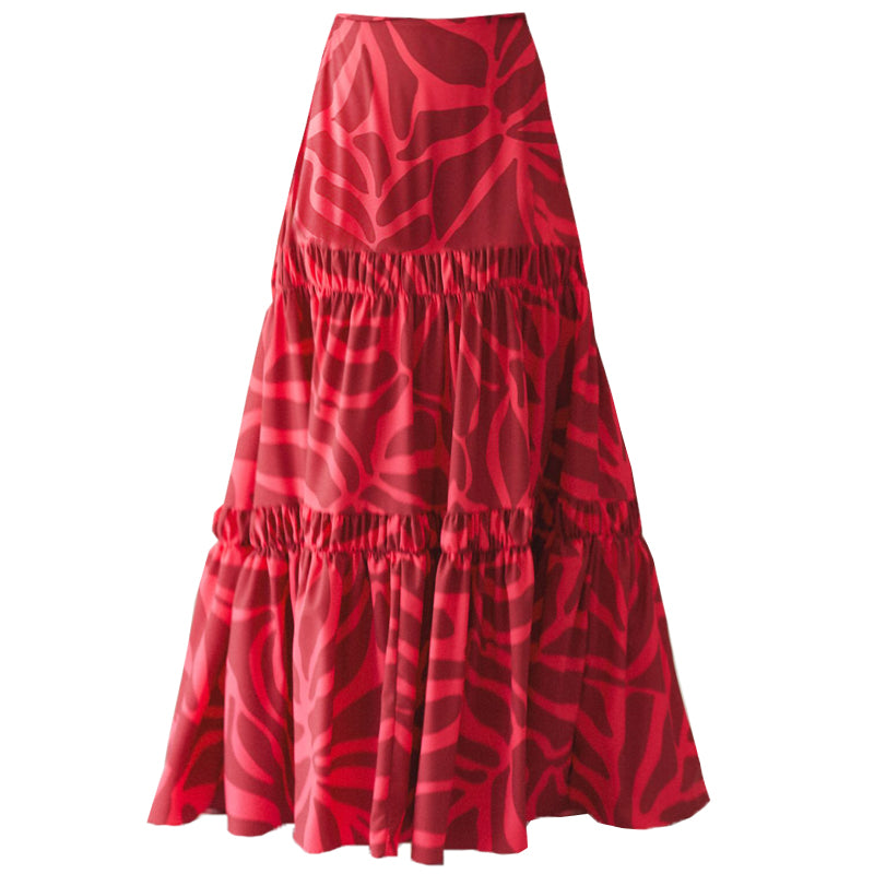 Plus Size Printed One Piece Swimsuit and Skirt