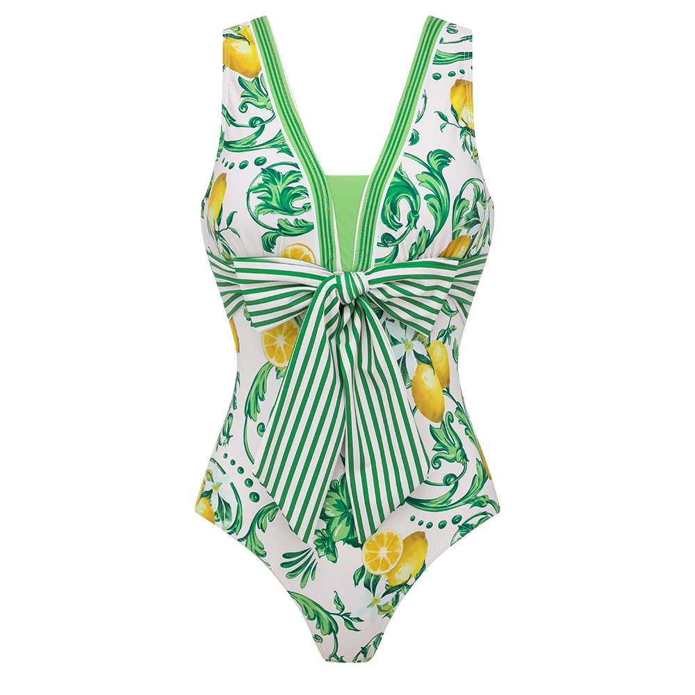 Plus Size Lemon One Piece Swimsuit and Skirt or Shorts