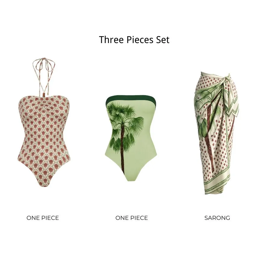 Halter Palm Print Swimsuit Set(s)