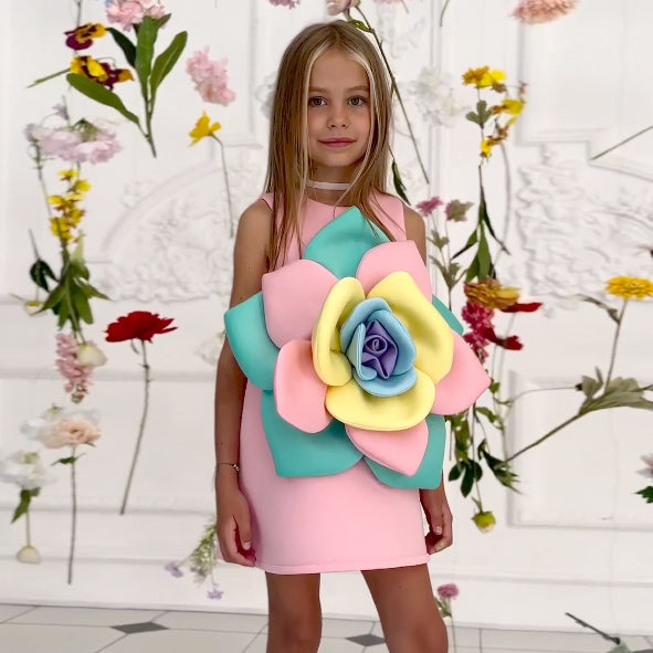 Mom&Me 3D Colorful Floral Sleeveless Dress