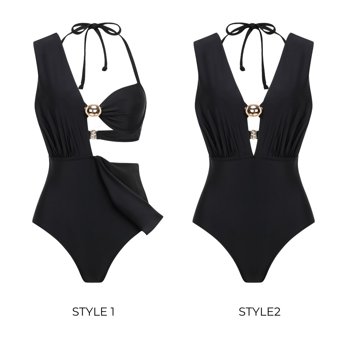 Plus Size Bikini & Plunging Ruched Swim Set