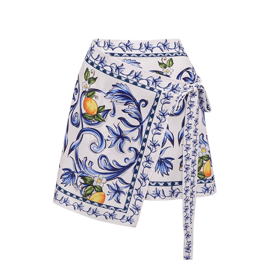 One Shoulder Lemon Printed Swimsuit Set(s)