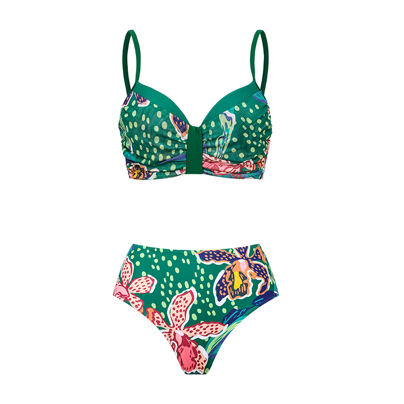 Tropic Printed Bikini Swimsuit and Sarong Flaxmaker