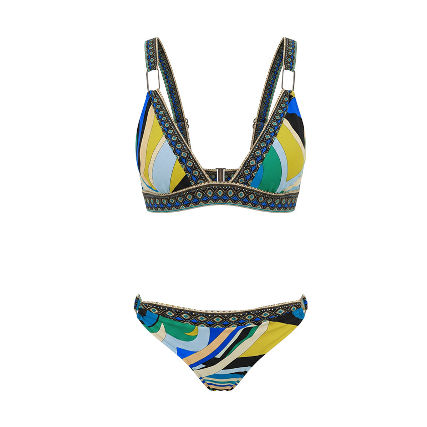 V Neck Sexy Geometric Patterns Printed Swimsuit Set(s)