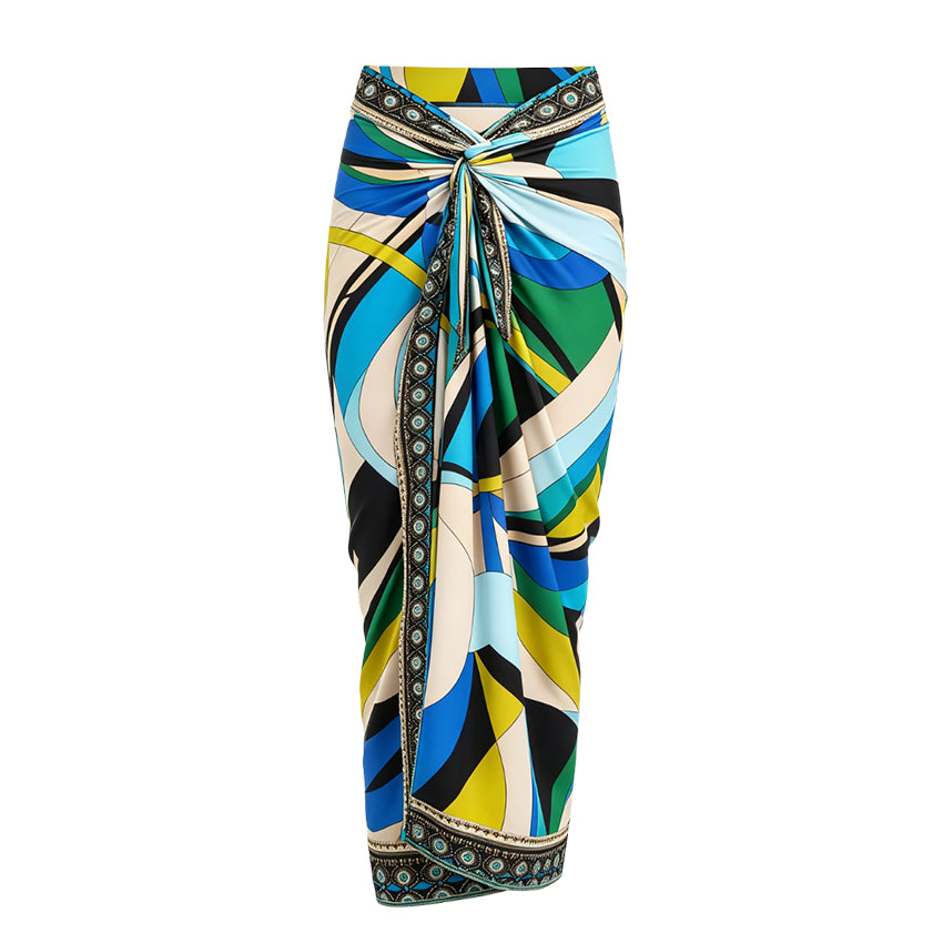 Halter Neck Geometric Patterns Printed Swimsuit Set(s)