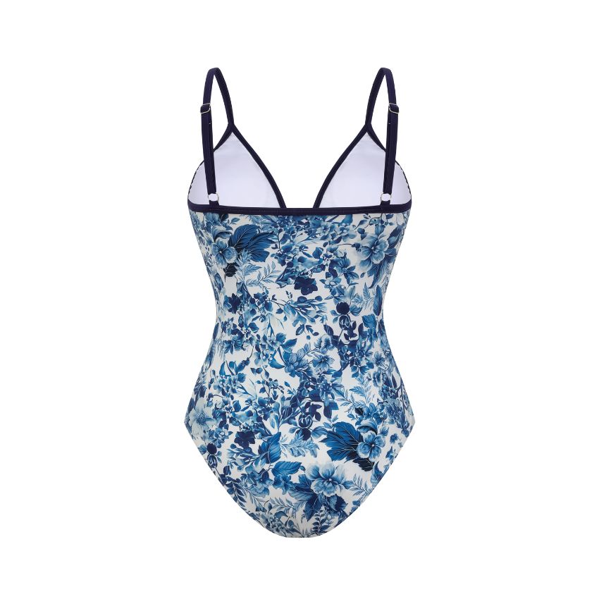 Plus Size V Neck Blossom Print Swimsuit Set(s)