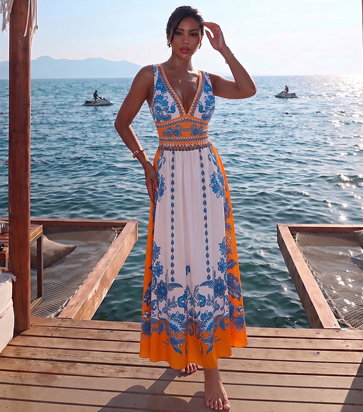 V Neck Retro Printed Swimsuit Set(s)