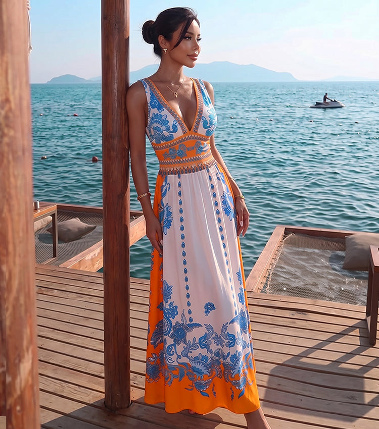 V Neck Retro Printed Swimsuit Set(s)