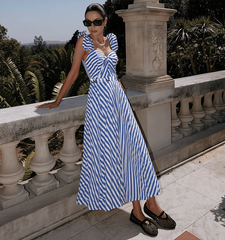 Plus Size Ruffle Striped Print One Piece Swimsuit and Skirt