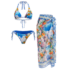 Halter-neck Reversible Landscape Print Swimsuit set(s)