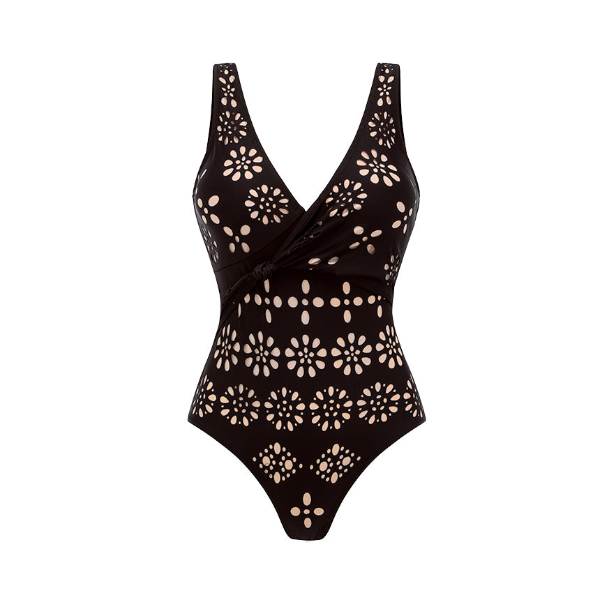 Cross-knotting Laser Cutting Flower Swimsuit Set(s)