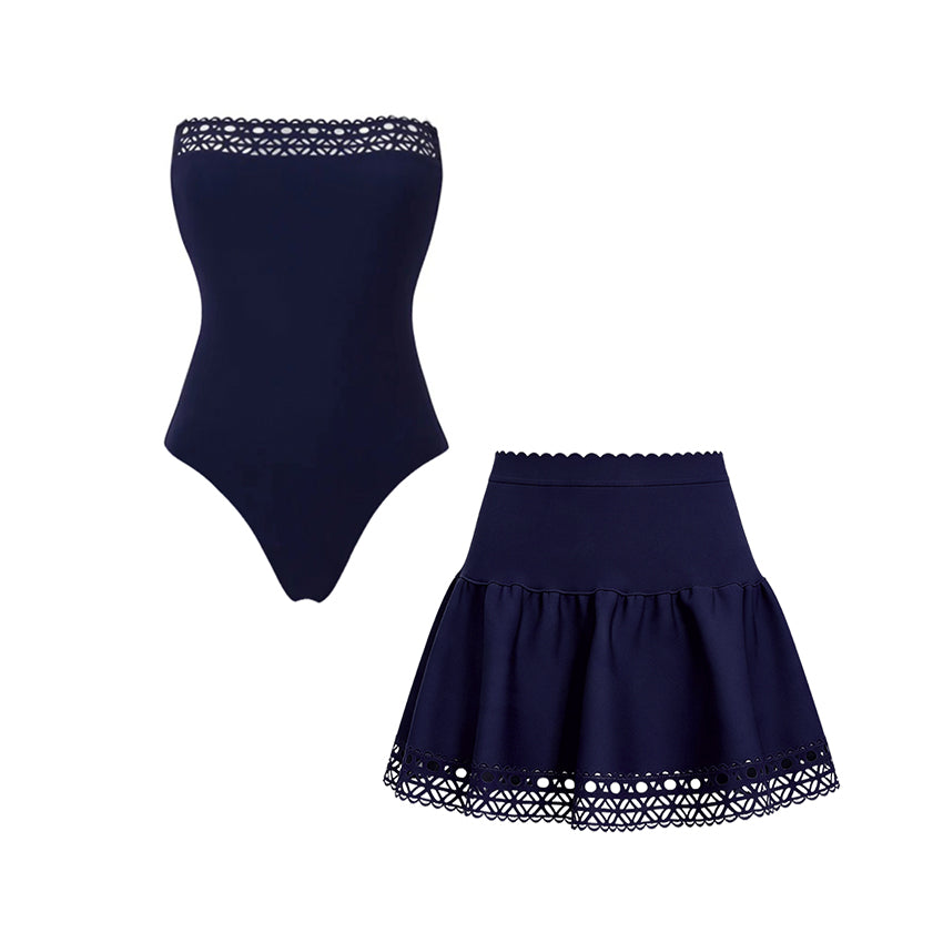 Bandeau Blue Cut Out Swimsuit Set(s)