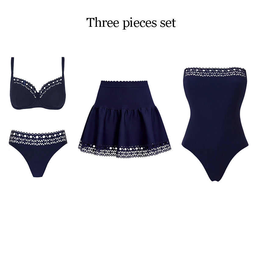 Bandeau Blue Cut Out Swimsuit Set(s)