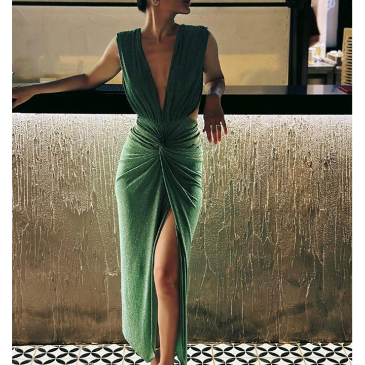 Glitter Texture Pleated Design One Piece Swimsuit and Skirt Flaxmaker