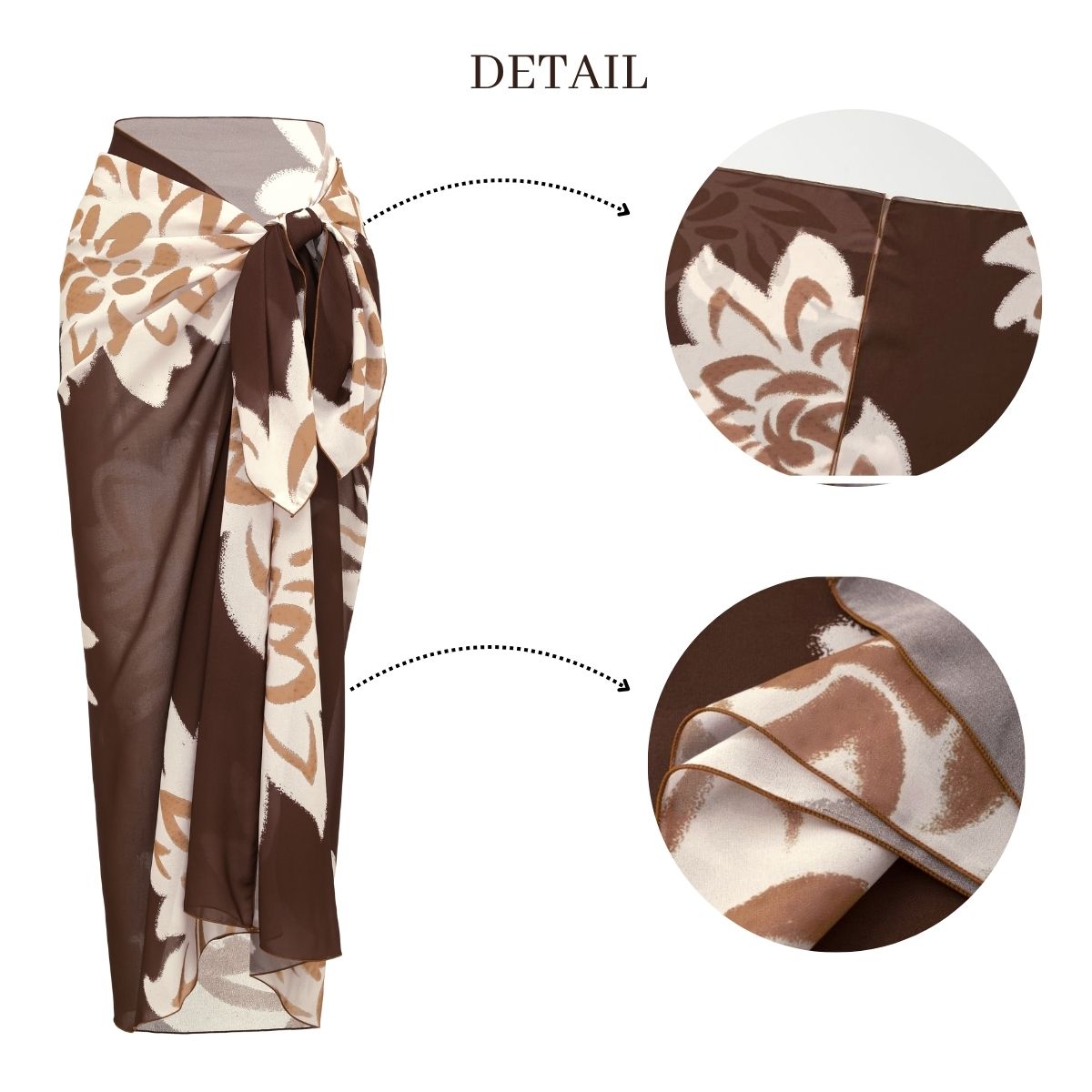 One Shoulder Printed One Piece Swimsuit and Sarong