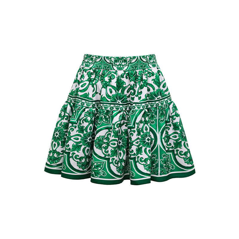 Classic Majolica Series Pattern Print One Piece Swimsuit and Pants or Skirt