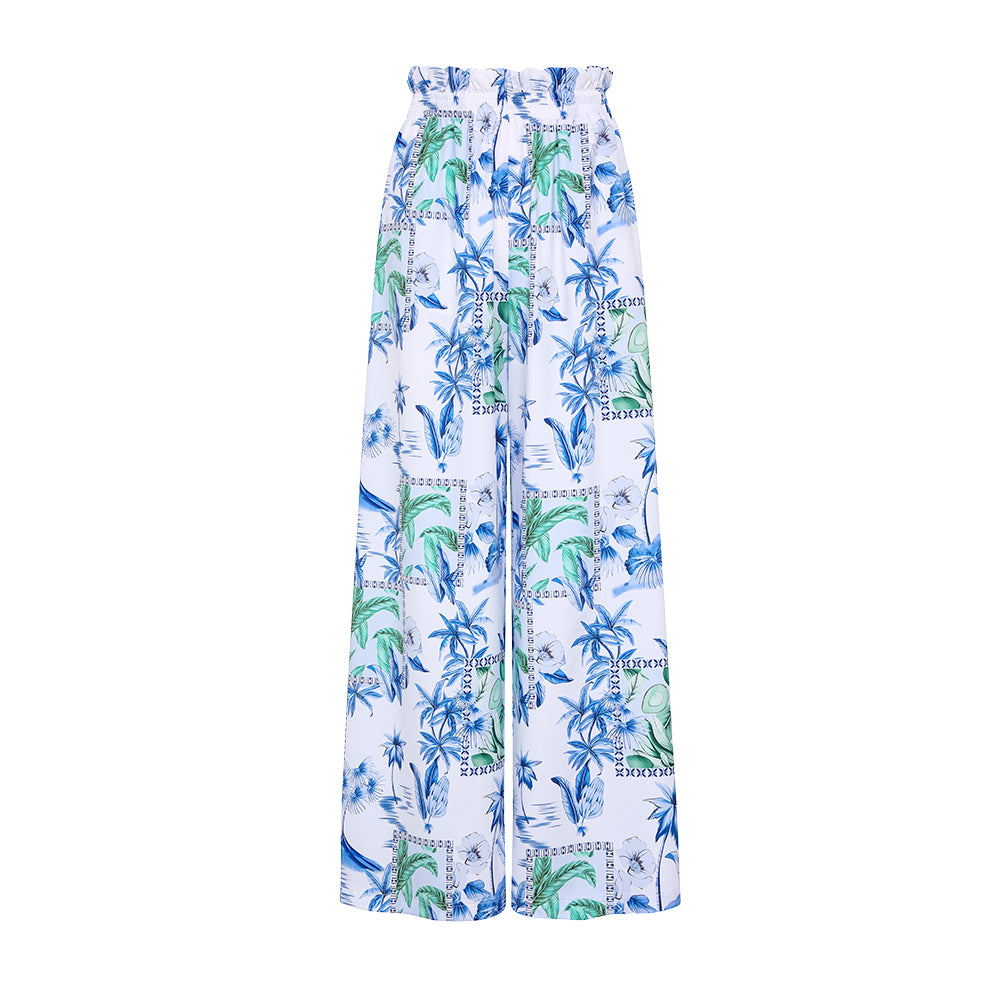 Plus Size Sling Ruffle Printed  High Waist Bikini Swimsuit and Pants
